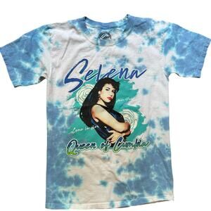 Official Selena blue white tie dyed short sleeve graphic‎ shirt SIZE S